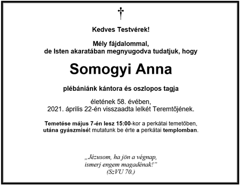 Elhunyt Somogyi Anna